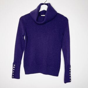 DAVID BROOKS Purple Wool Turtleneck Sweater